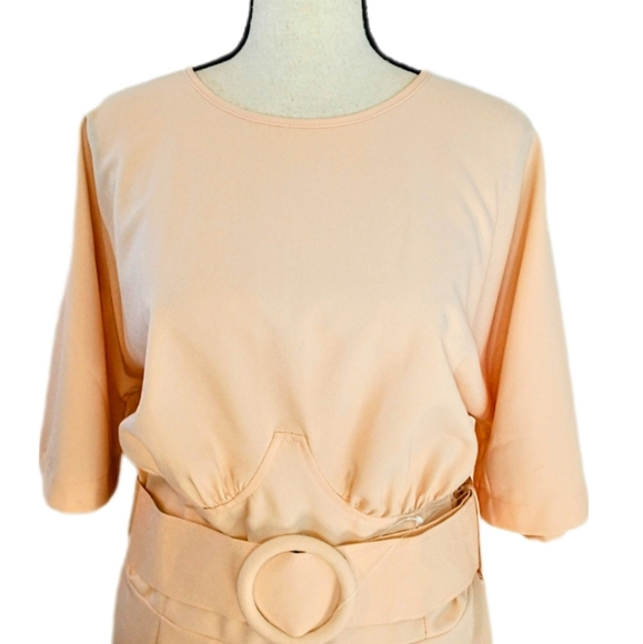 NWT Asos Peach Belted Long Maxi Retro 40s Style Yoke Waist Dress Size 12 Tall - Picture 3 of 14